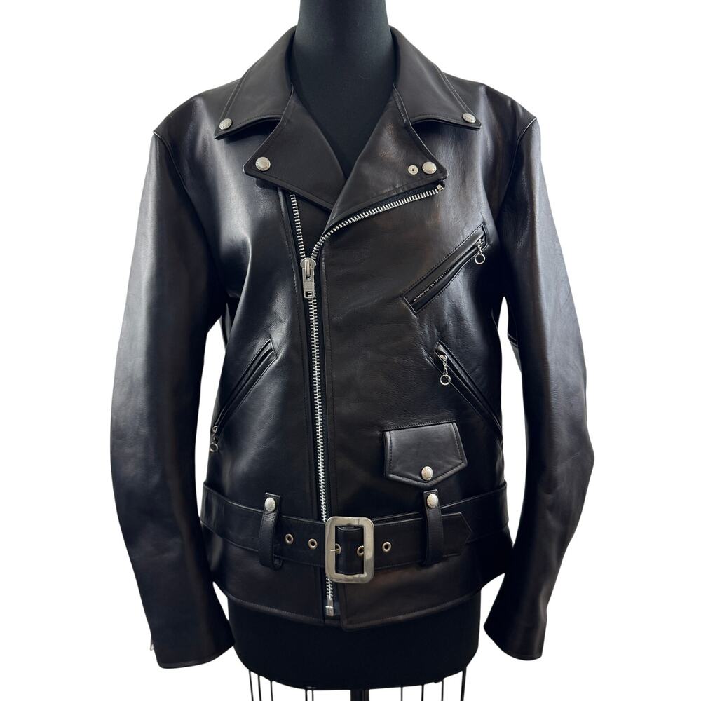 Junya Watanabe Black Leather Asymmetric Biker Jacket Full Zip M Medium NWOT